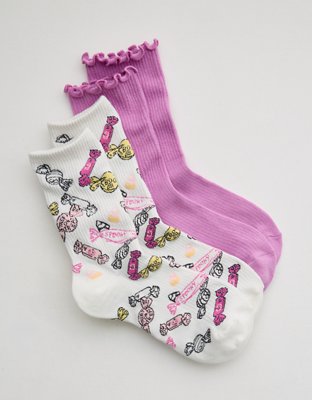 Aerie Ribbed Crew Sock 2-Pack - Soft Muslin