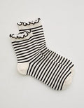 Aerie Scallop Edge Quarter Socks - Black Stripe