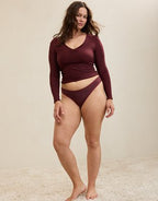 SMOOTHEZ Microfiber Lace High Cut Thong Underwear - Royal Berry