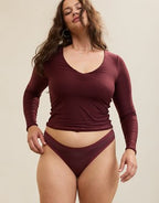 SMOOTHEZ Microfiber Lace High Cut Thong Underwear - Royal Berry