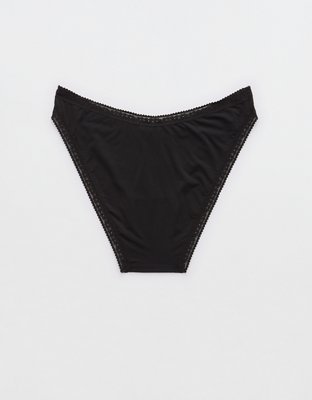SMOOTHEZ Microfiber Lace Bikini Underwear - True Black