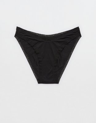 SMOOTHEZ Microfiber Lace Bikini Underwear - True Black