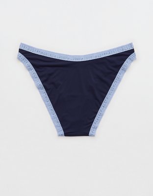 SMOOTHEZ Microfiber Lace Bikini Underwear - Navy