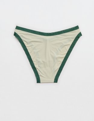 SMOOTHEZ Microfiber Lace Bikini Underwear - Green Sheen
