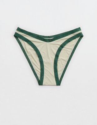 SMOOTHEZ Microfiber Lace Bikini Underwear - Green Sheen