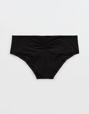SMOOTHEZ Microfiber Lace Cheeky Underwear - True Black