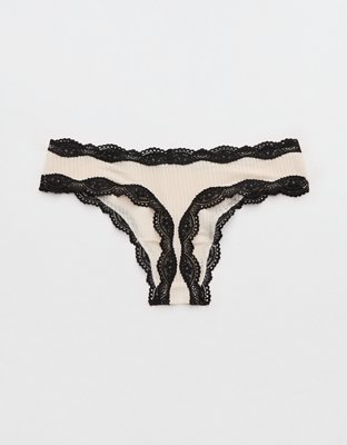 Superchill Modal Lace Thong Underwear - Cake Batter