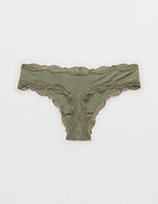 Superchill Modal Lace Thong Underwear - Olive Fun