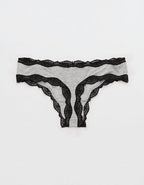 Superchill Modal Lace Thong Underwear - Medium Heather Gray