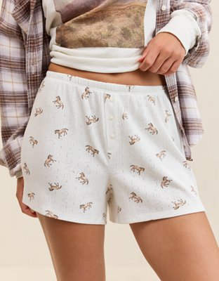 OVERSLEPT by Aerie Pointelle PJ Short - Cream