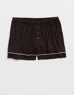 OVERSLEPT by Aerie Real Soft® Piping PJ Short - Deep Earth