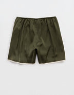 OVERSLEPT by Aerie Liquid Satin Lace Trim Short - Olive Fun