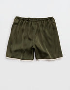 OVERSLEPT by Aerie Liquid Satin Lace Trim Short - Olive Fun