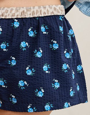 OVERSLEPT by Aerie Around Town Seersucker Boxer - Rich Navy