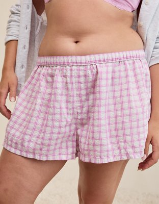 OVERSLEPT by Aerie Around Town Seersucker Boxer - Hushed Violet