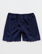 OVERSLEPT by Aerie Liquid Satin Lace Trim Short - Navy