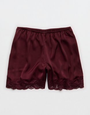 OVERSLEPT by Aerie Liquid Satin Lace Trim Short - Royal Berry
