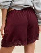 OVERSLEPT by Aerie Liquid Satin Lace Trim Short - Royal Berry