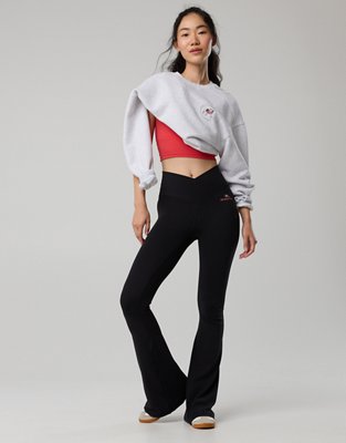 Georgia Bulldogs OFFLINE By Aerie Crossover Flare Legging - True Black