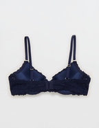 Show Off Vintage Lace Plunge Push Up Bra - Navy