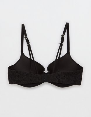 Sunnie Bloom Lace Demi Push Up Bra - True Black
