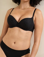 Sunnie Bloom Lace Demi Push Up Bra - True Black