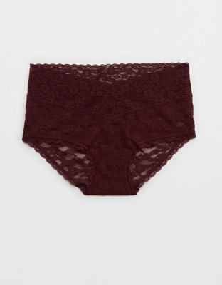 Show Off Vintage Lace Wide Waistband Boybrief Underwear - Royal Berry
