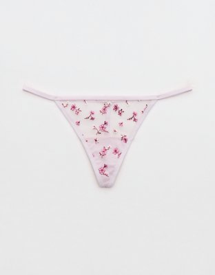 Show Off Embroidery String Thong Underwear - Hushed Violet