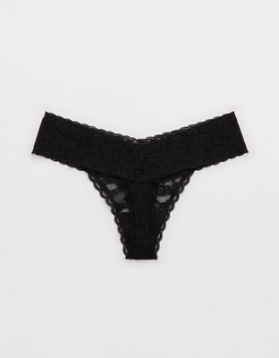 Show Off Vintage Lace Thong Underwear - True Black