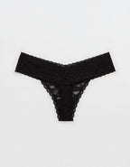 Show Off Vintage Lace Thong Underwear - True Black