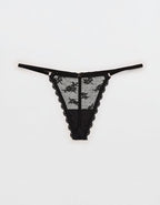 Show Off Midnight Romance Lace String Thong Underwear - True Black