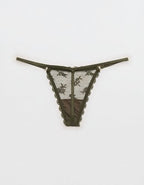 Show Off Midnight Romance Lace String Thong Underwear - Festive Olive