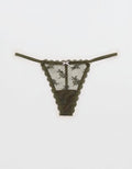 Show Off Midnight Romance Lace String Thong Underwear - Festive Olive