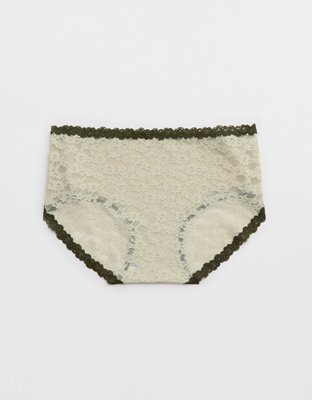 Show Off Vintage Lace Boybrief Underwear - Green Sheen