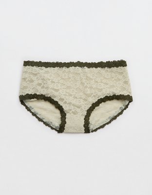 Show Off Vintage Lace Boybrief Underwear - Green Sheen