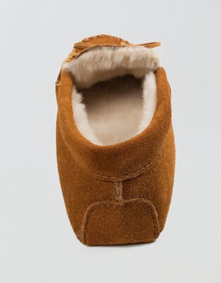 Minnetonka Pile-Lined Soft Sole Moccasin Slipper - Brown