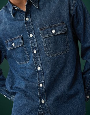 AE77 Premium Denim Workshirt - Medium Wash