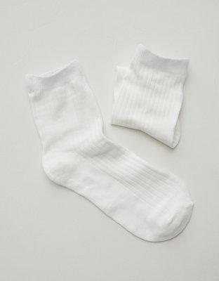 AE77 Premium Quarter Top Sock - White