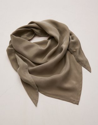 AE77 Premium Silk Bandana Scarf - Taupe
