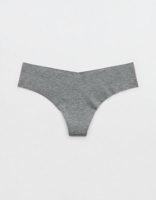 Superchill No Show Cotton Thong Underwear - Dark Heather Gray