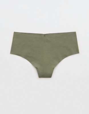 Superchill No Show Cotton Mid Rise Thong Underwear - Olive Fun
