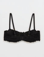 Show Off Vintage Lace Lightly Lined Balconette Bra - True Black