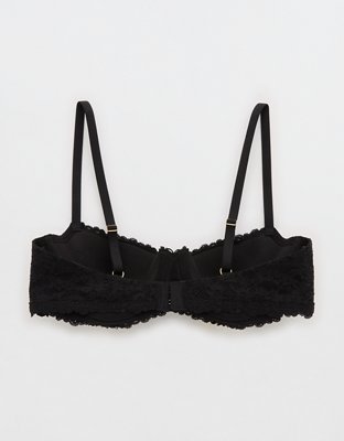 Show Off Vintage Lace Lightly Lined Balconette Bra - True Black