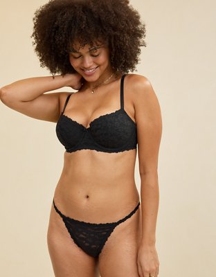 Show Off Vintage Lace Lightly Lined Balconette Bra - True Black
