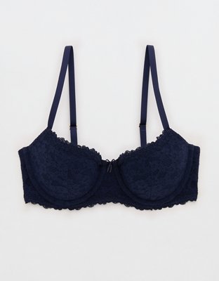 Show Off Vintage Lace Lightly Lined Balconette Bra - Navy