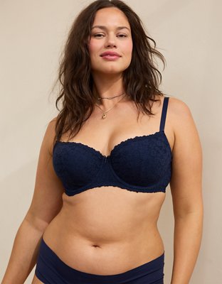 Show Off Vintage Lace Lightly Lined Balconette Bra - Navy