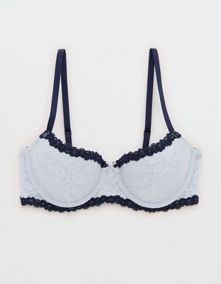 Show Off Vintage Lace Lightly Lined Balconette Bra - Misty Sky