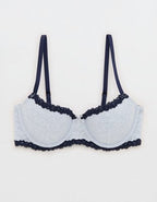Show Off Vintage Lace Lightly Lined Balconette Bra - Misty Sky