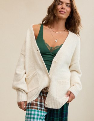 Aerie Oversized Grandpa Cardigan - Heather Frost