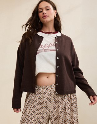 Aerie Sunday Soft Cardigan - Deep Earth